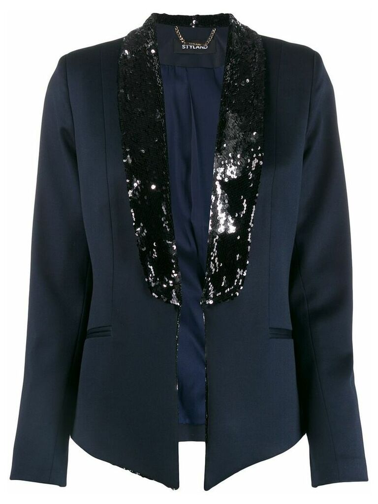 Styland contrast-lapel embellished blazer - Blue