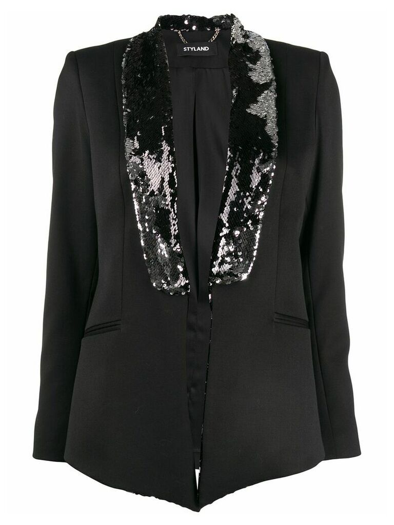 Styland embellished-lapel blazer - Black