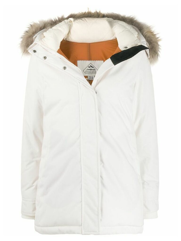 Pyrenex fur-trimmed hood coat - White