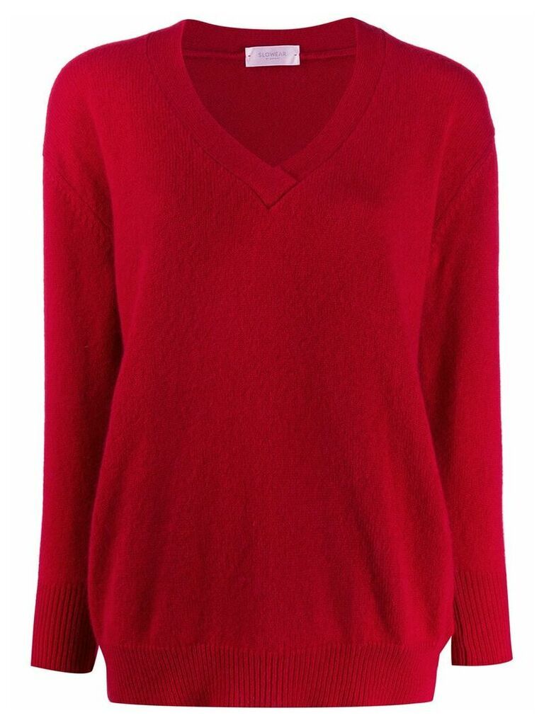 Zanone v-neck plain jumper - Red