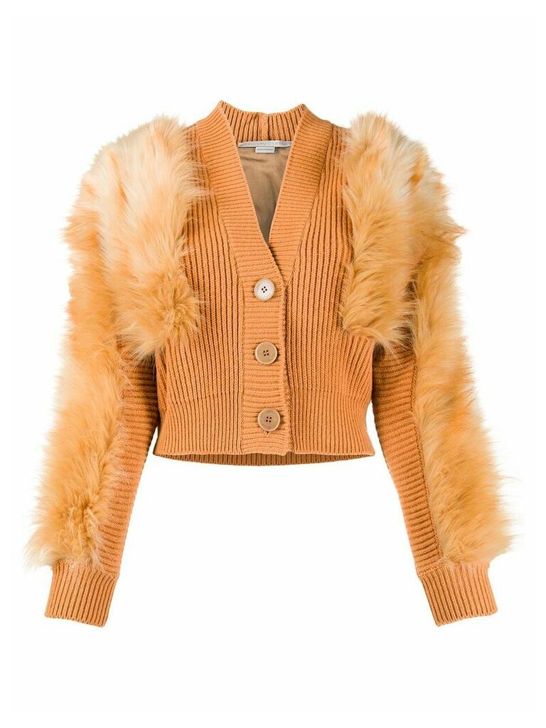 Stella McCartney Fur Free Fur-trim cardigan - Brown