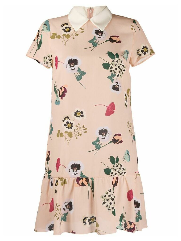 Red Valentino floral-print collared dress - NEUTRALS