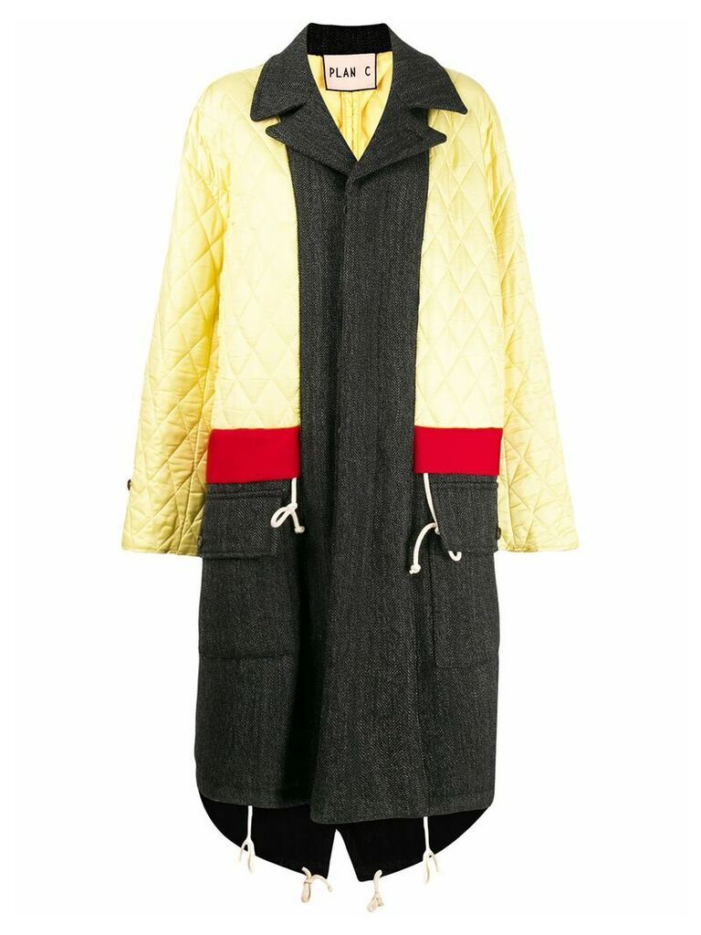 Plan C panelled quilted coat - Yellow