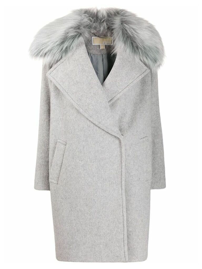 Michael Michael Kors fur trim oversized coat - Grey