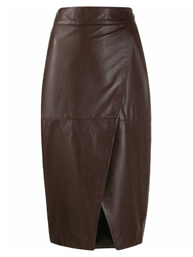 L'Autre Chose wrapped pencil skirt - Brown