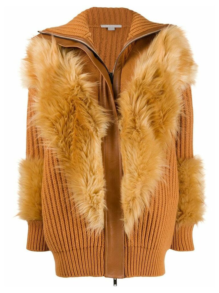 Stella McCartney Fur Free Fur panelled cardi-coat - Brown