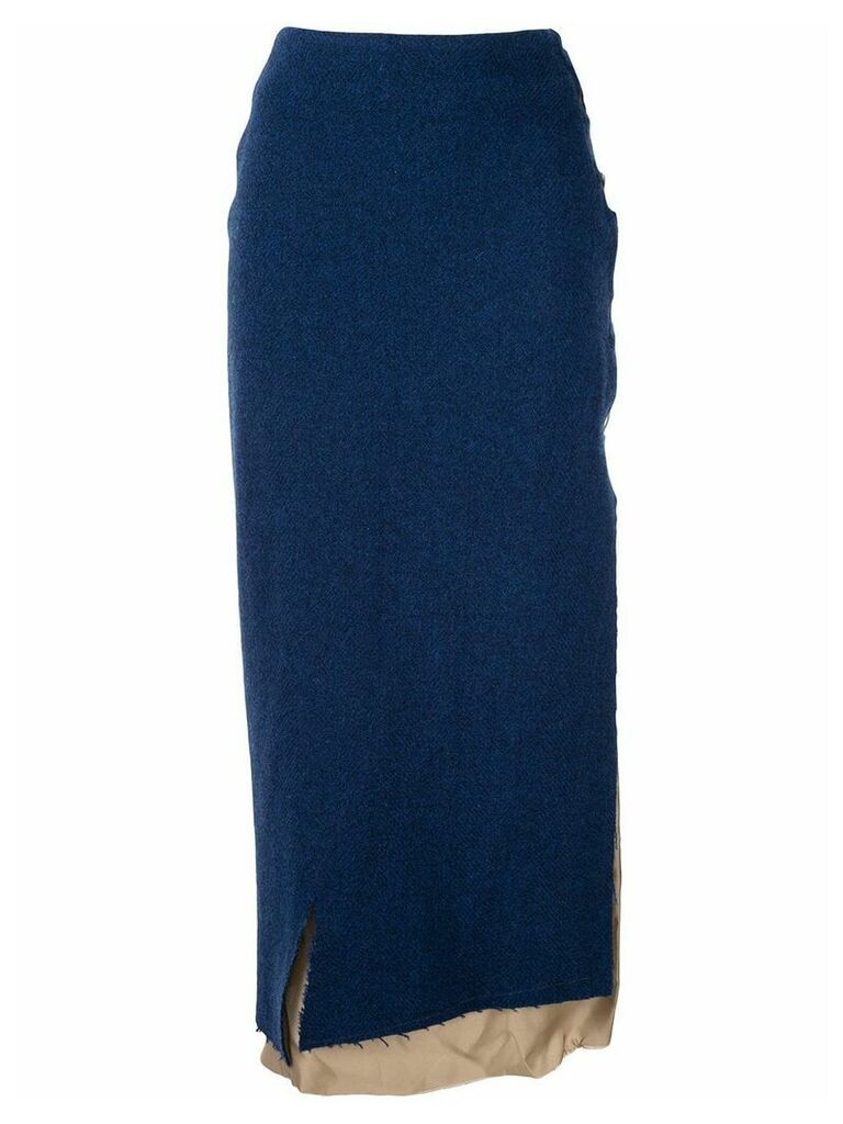 sulvam two tone layered skirt - Blue