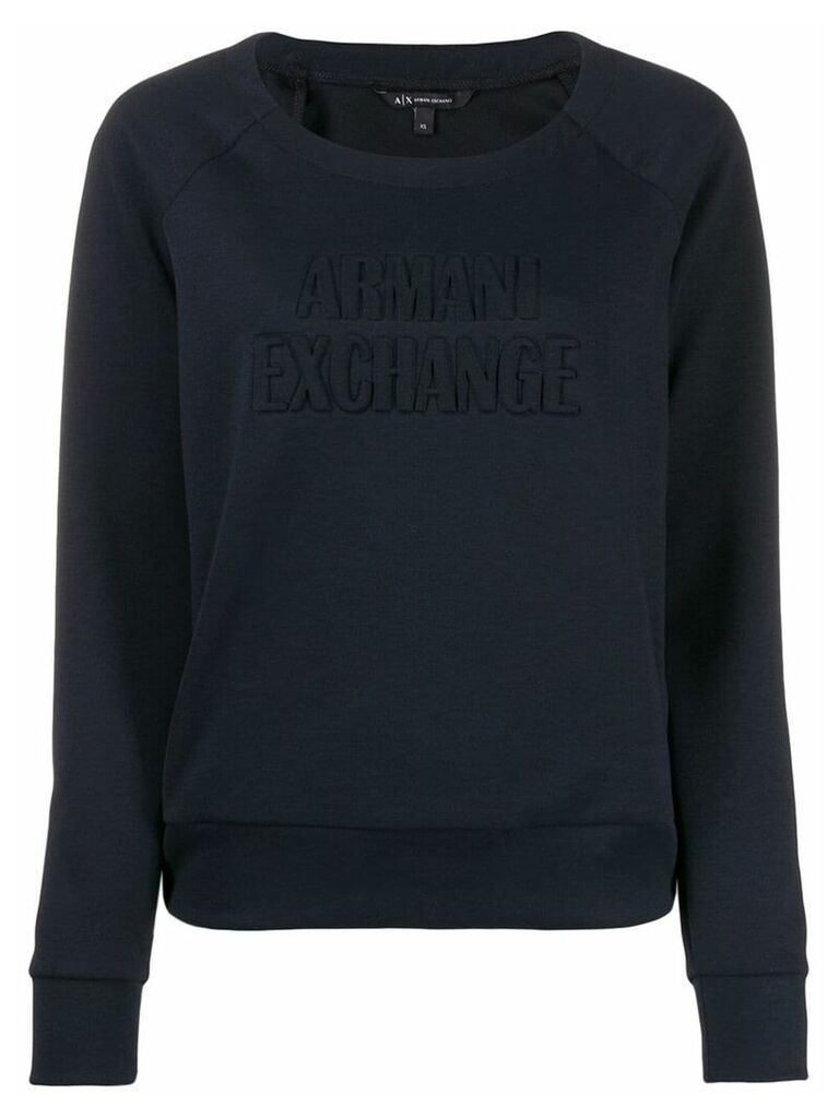 Armani Exchange logo embossed jumper - Blue