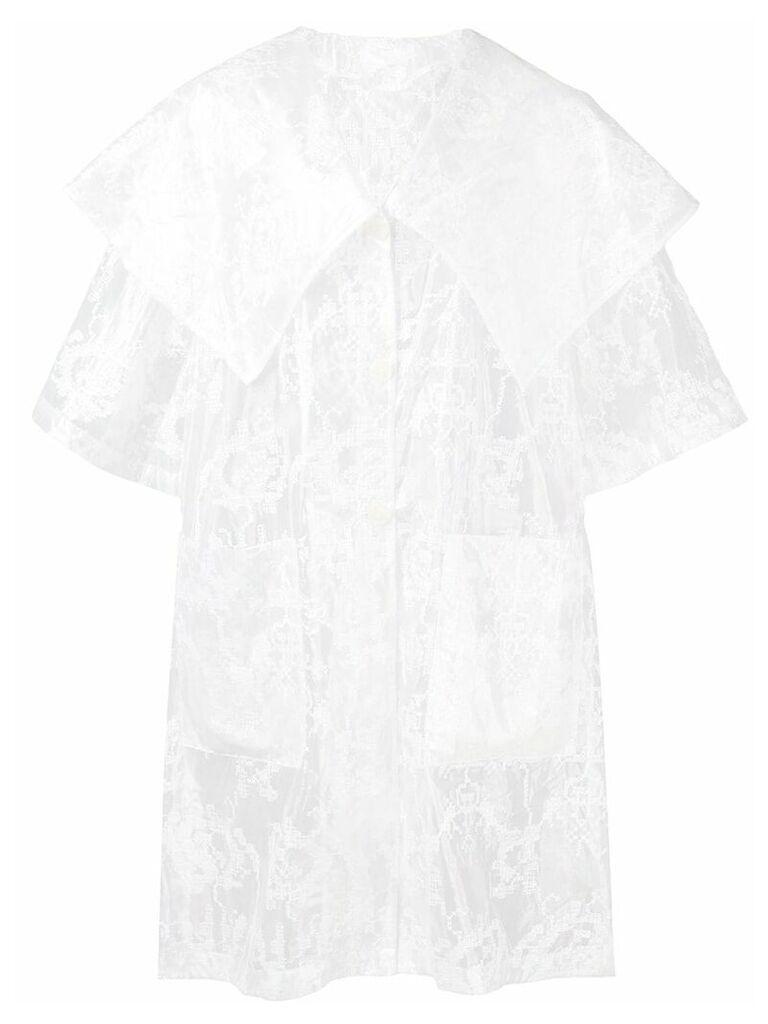 Suzanne Rae embroidered sheer coat - White