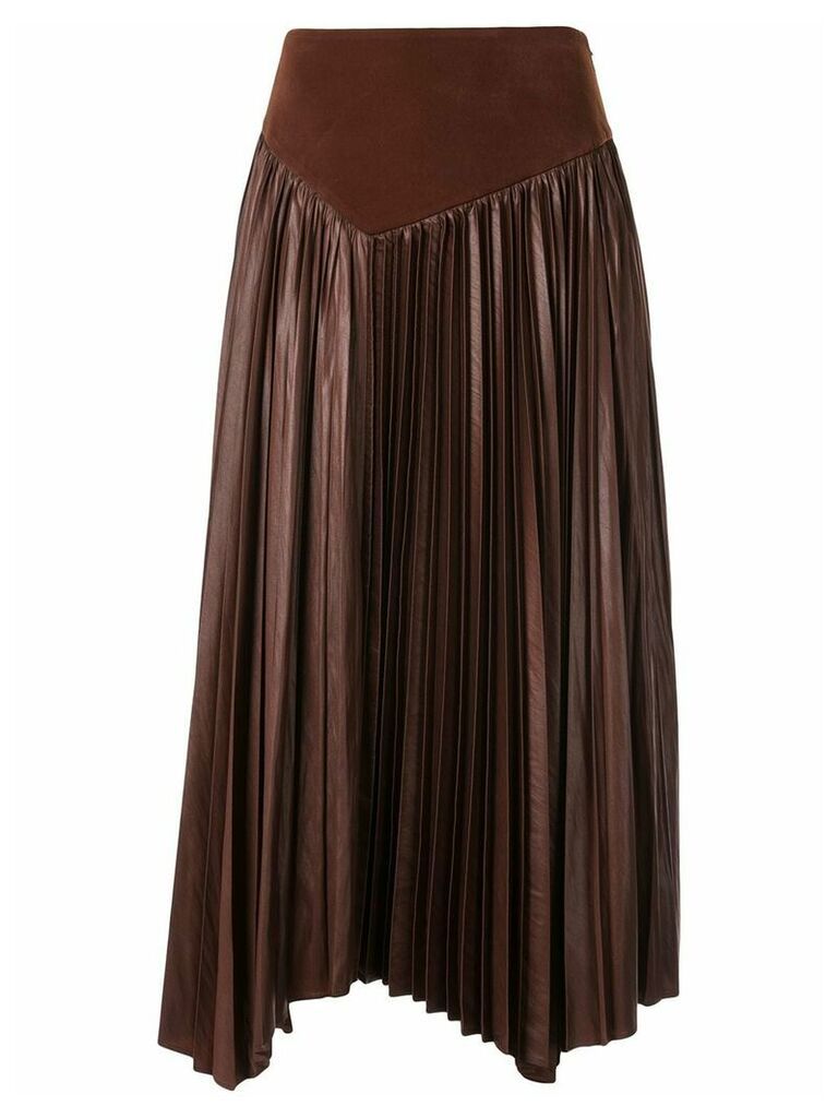 Muller Of Yoshiokubo asymmetric pleated skirt - Brown