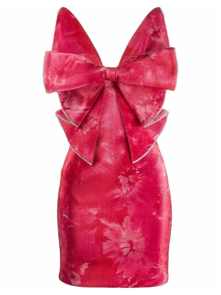 Area crushed velvet bow mini dress - Pink