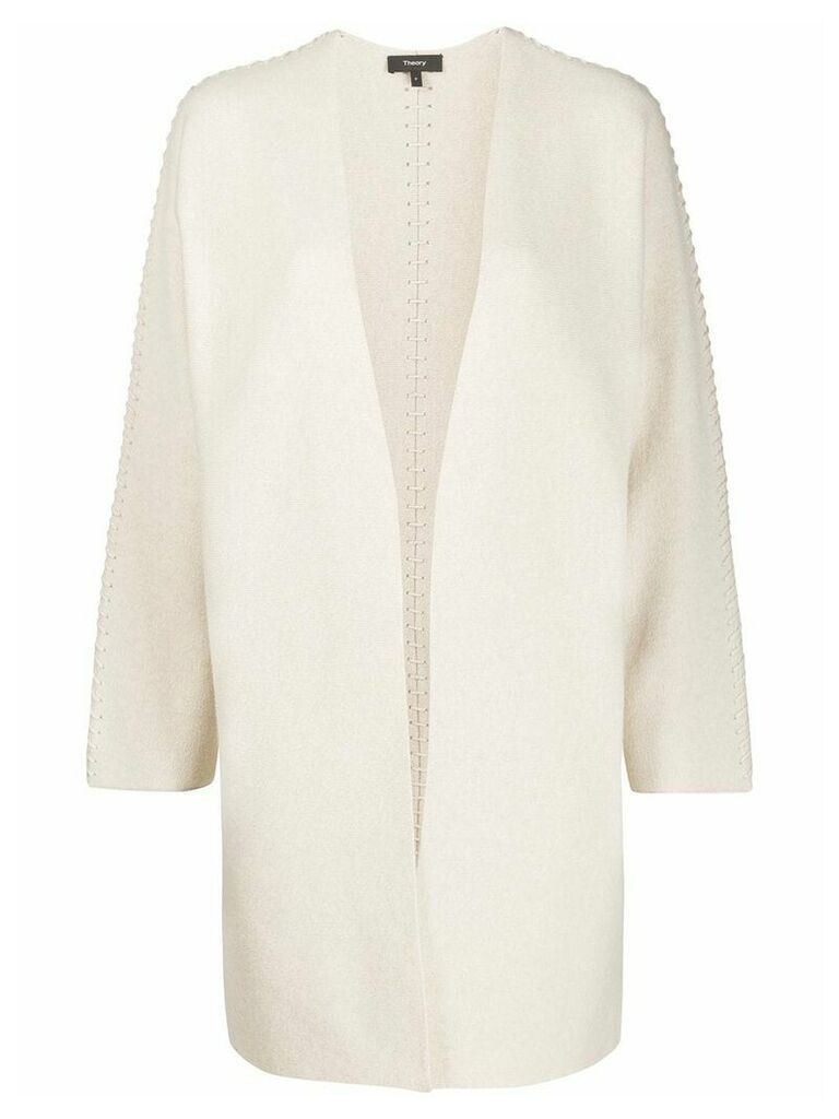 Theory whipstitch cocoon cardi-coat - NEUTRALS