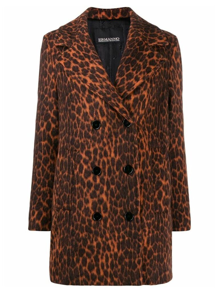 Ermanno Ermanno leopard print coat - ORANGE