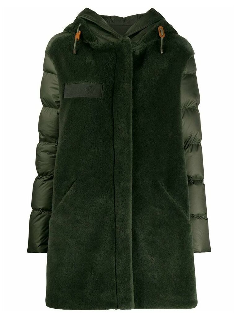 Mr & Mrs Italy contrast hooded down coat - Green