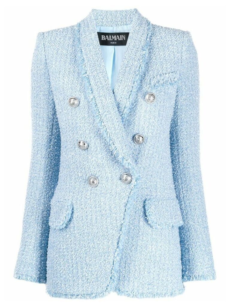 Balmain textured buttoned blazer - Blue