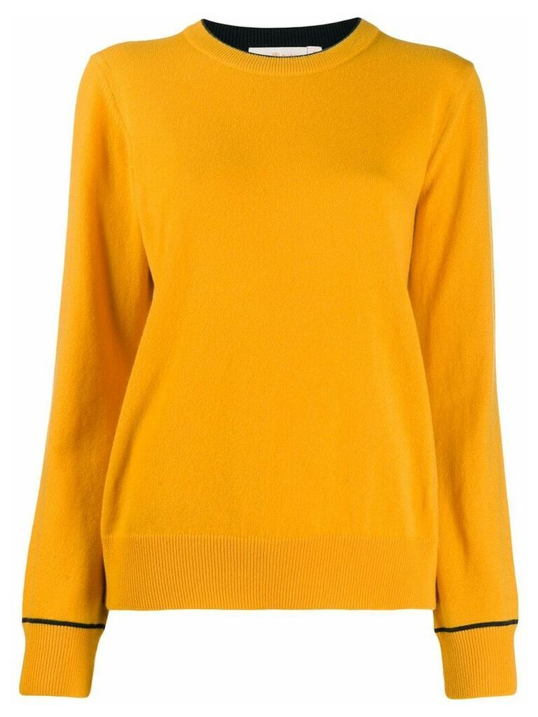 Tory Burch cashmere embroidered logo pullover - ORANGE