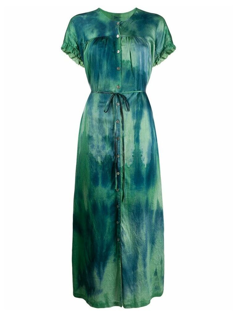 Raquel Allegra tie-dye side slit maxi dress - Green