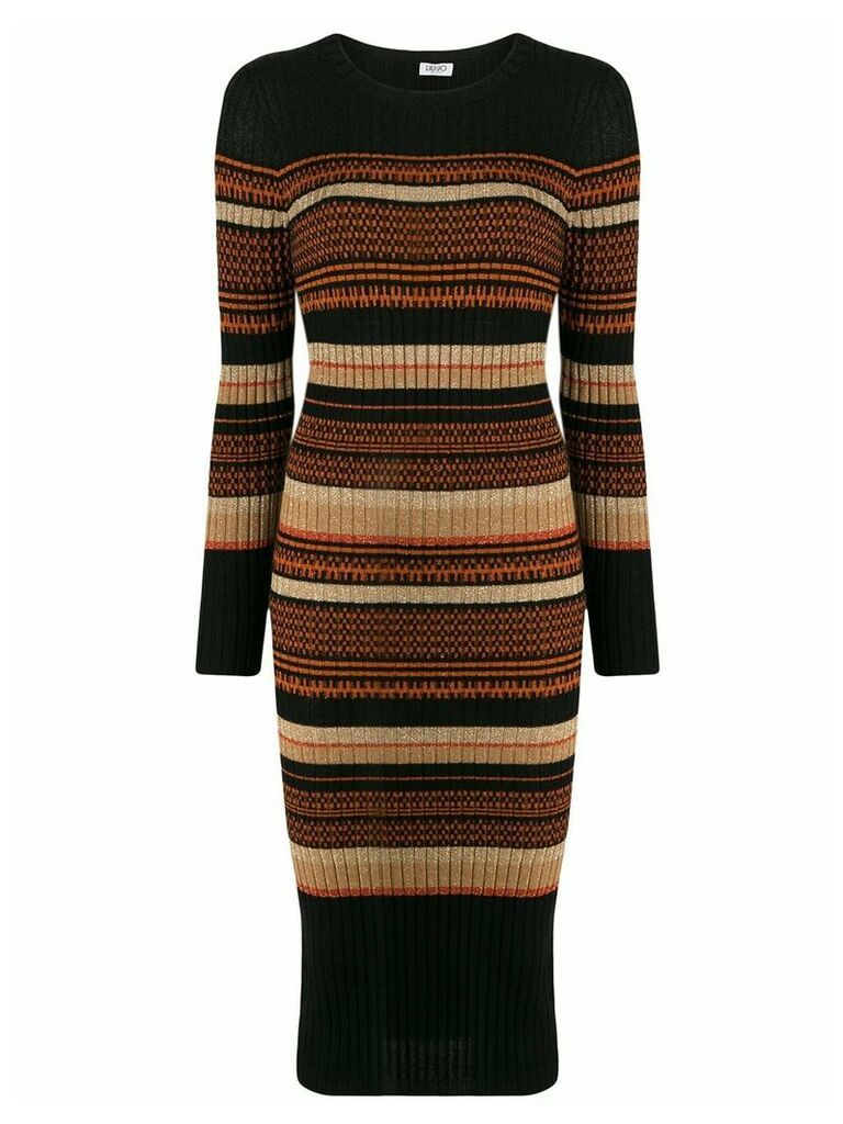 LIU JO striped knit midi dress - Black