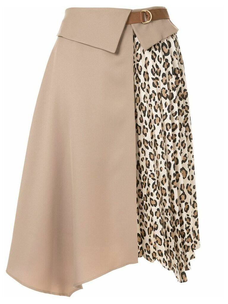 Guild Prime leopard print-panelled skirt - Brown