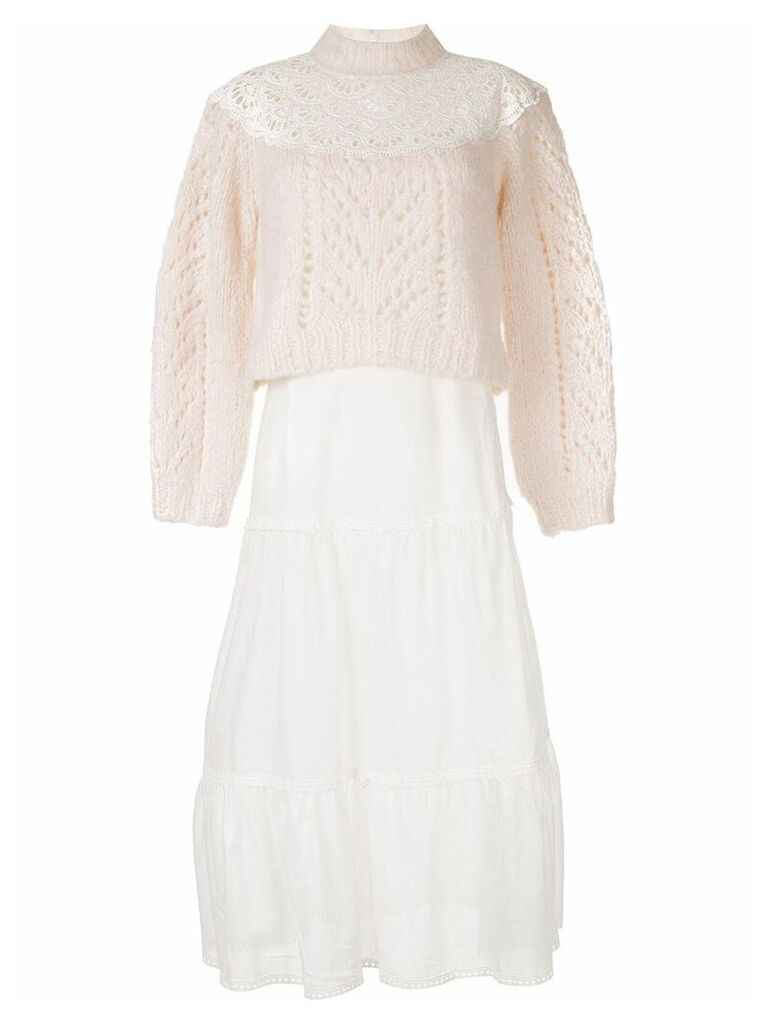 Sea open knit dress - White
