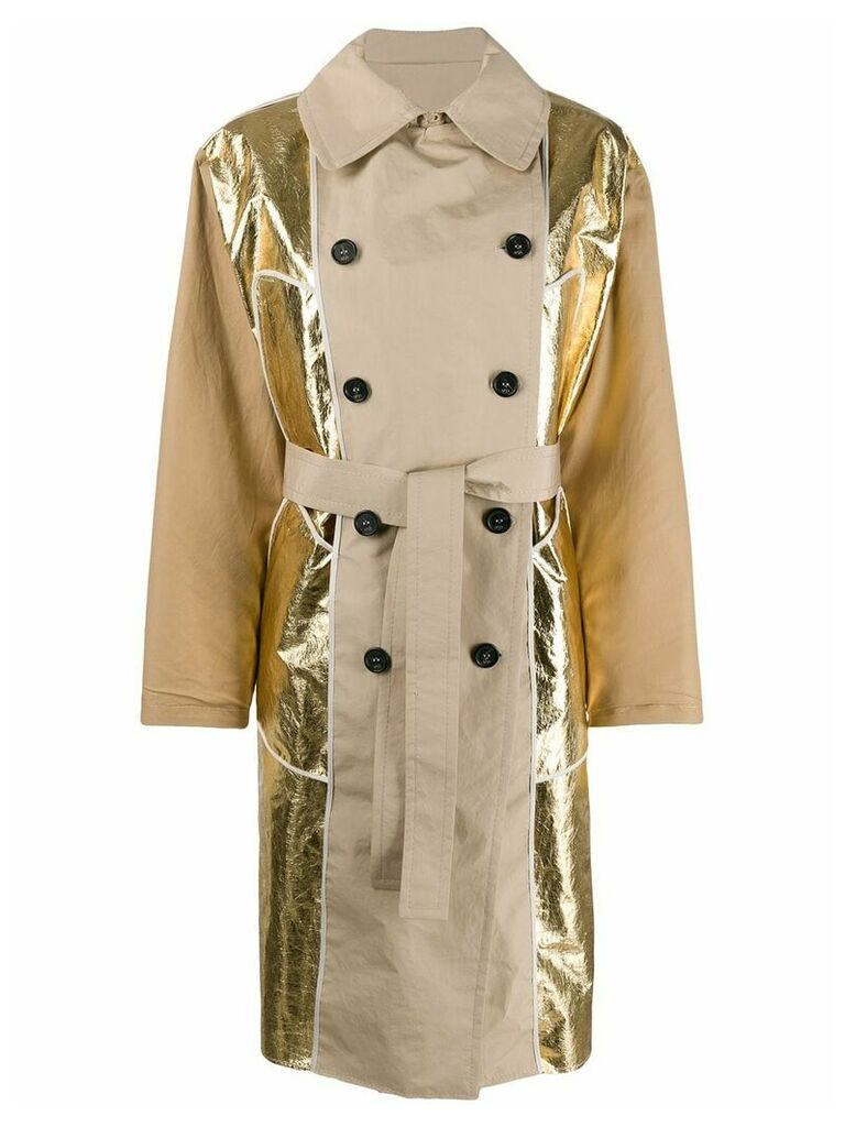 Nº21 metallic panel trench coat - Neutrals