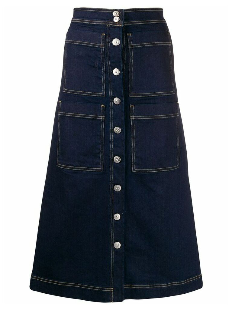 3x1 multi-pocket flared denim skirt - Blue