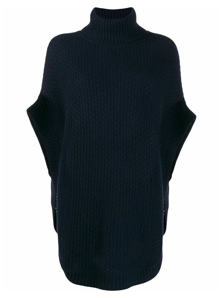 N.Peal waffle knit cape jumper - Blue