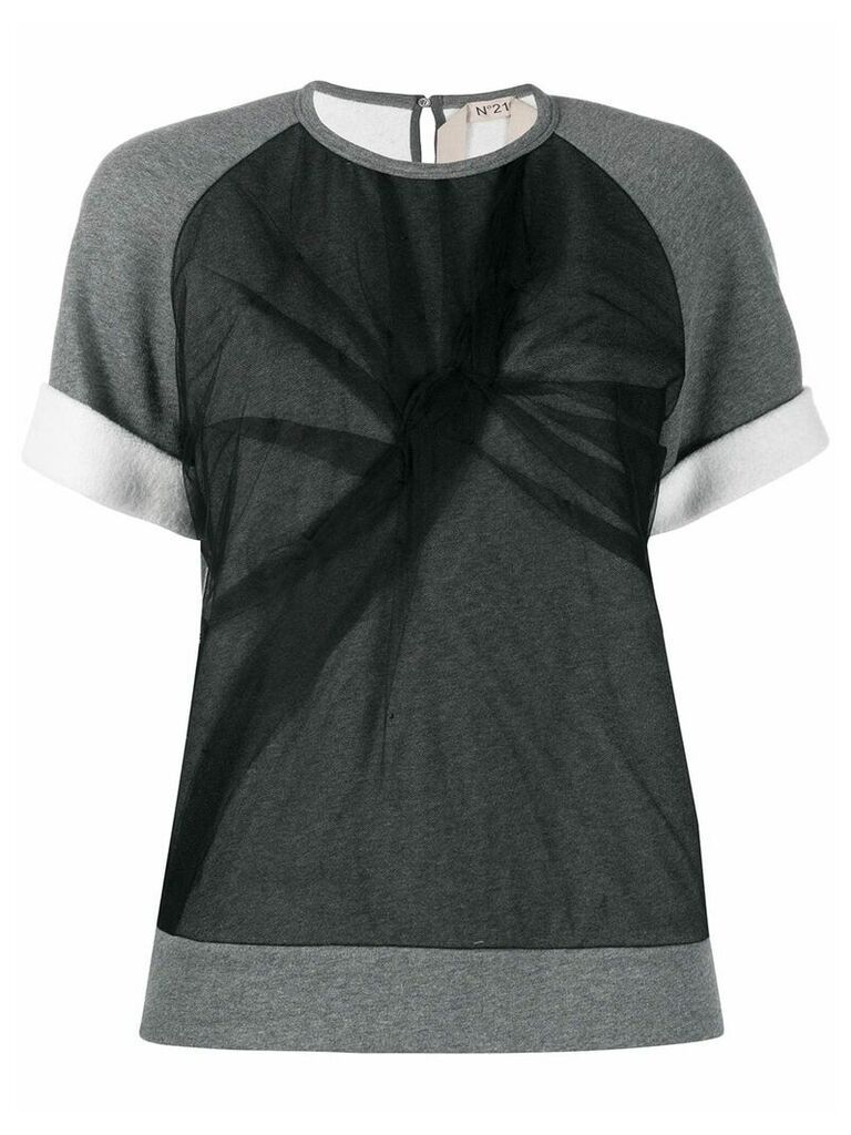 Nº21 tulle layered T-shirt - Grey