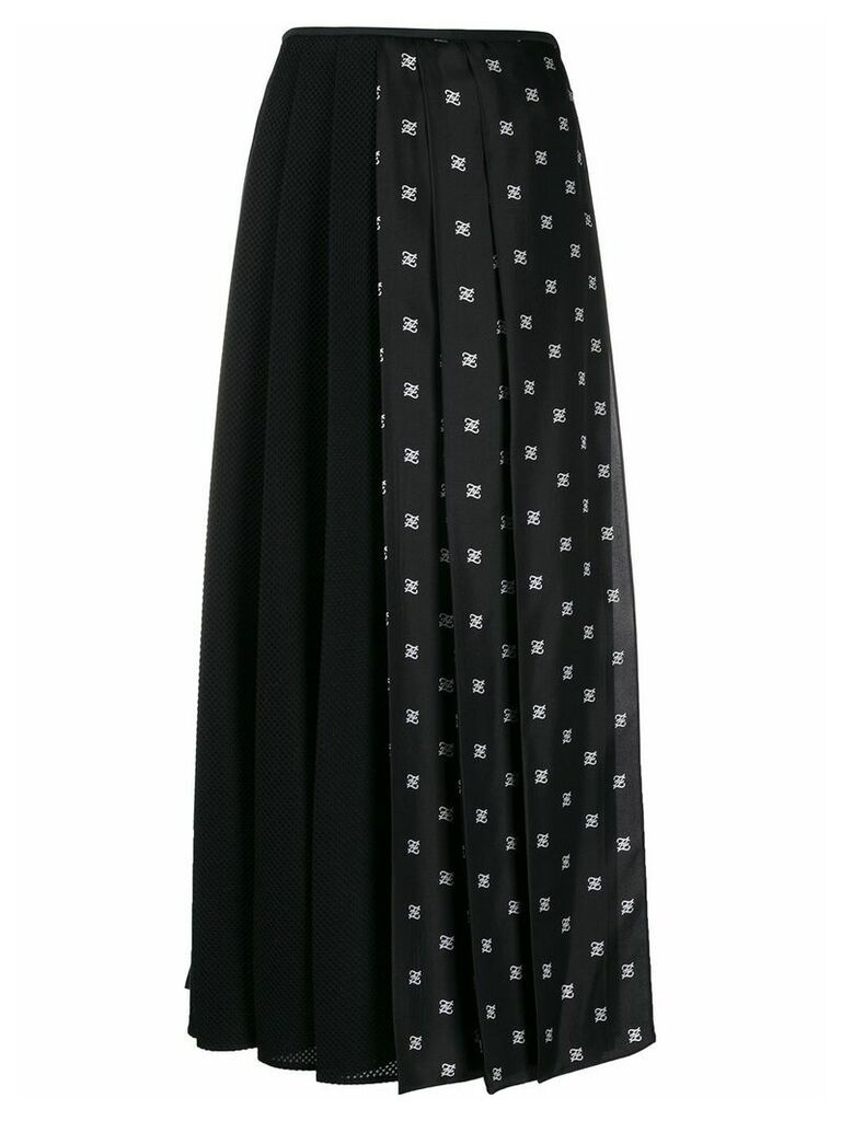 Fendi Karligraphy motif pleated skirt - Black