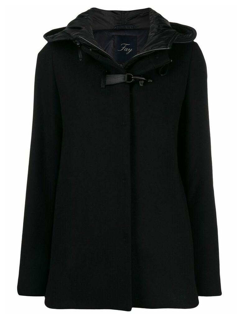 Fay layered toggle cropped parka - Black