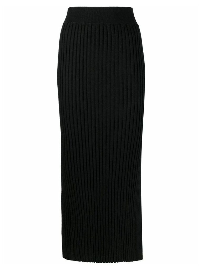 Nude side split midi-skirt - Black