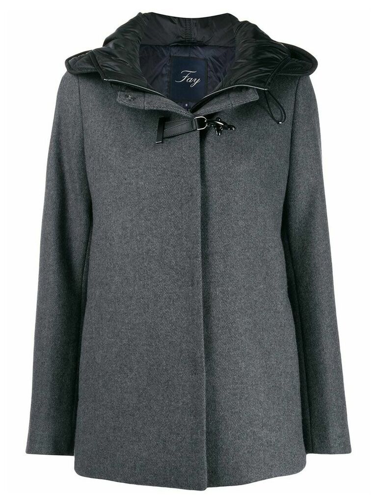 Fay buckle fastened hooded coat - Grey