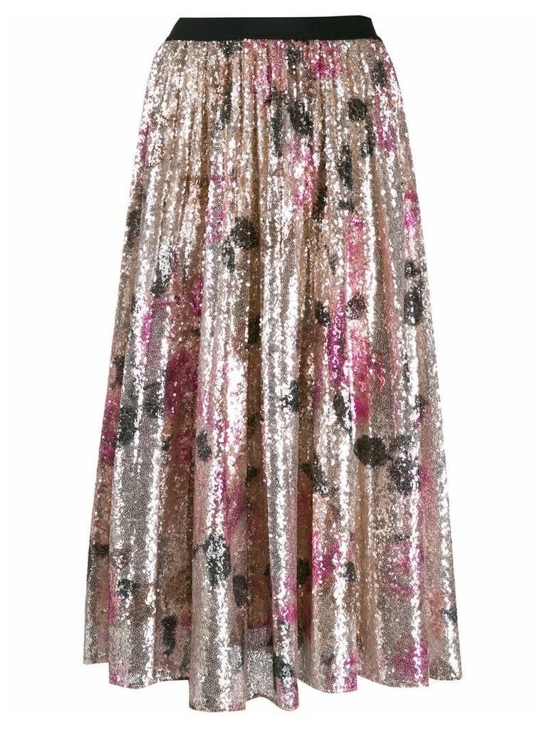 Pinko sequinned floral midi skirt - NEUTRALS