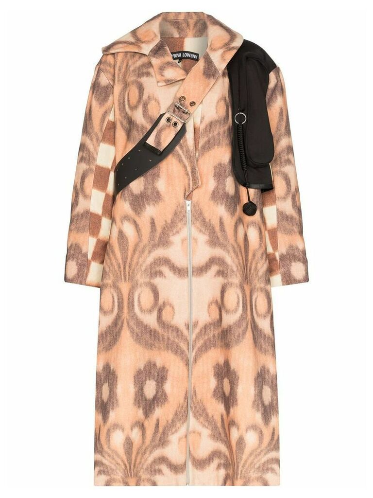 Chopova Lowena mixed print coat - Brown