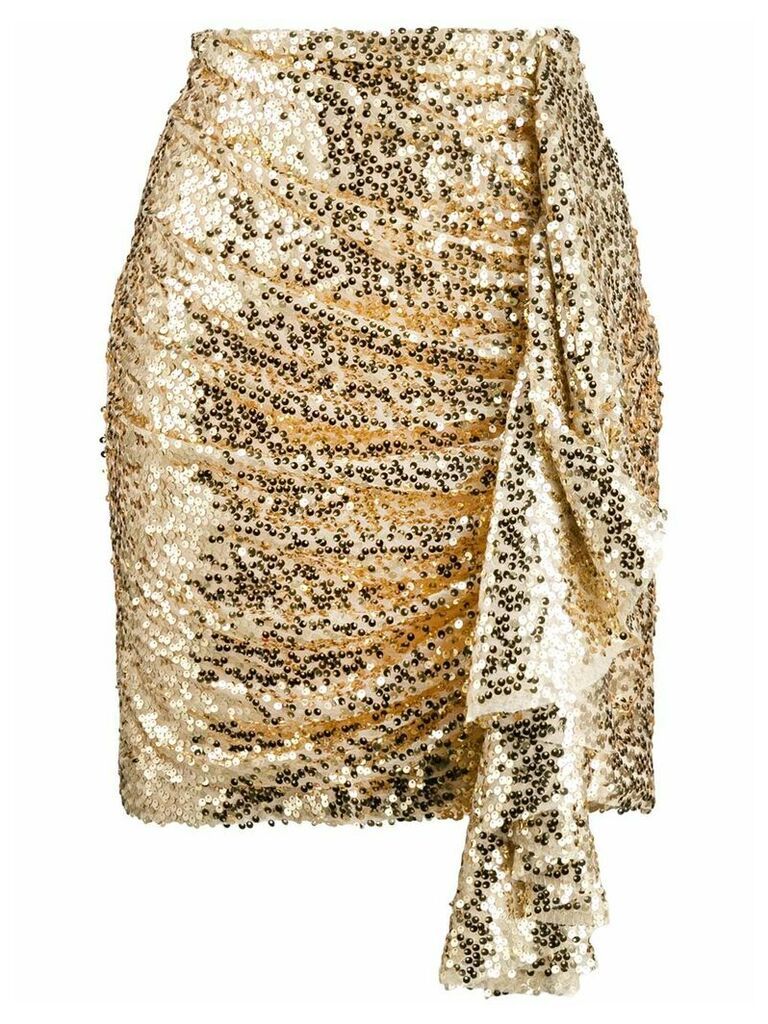 In The Mood For Love ruched sequin skirt - GOLD