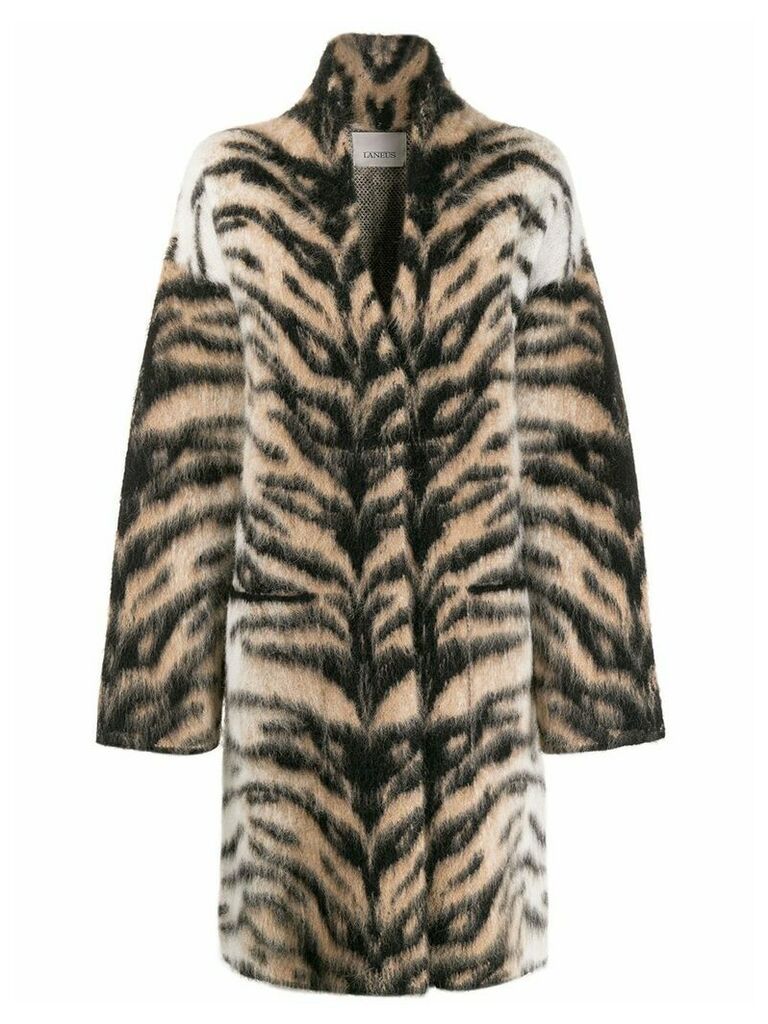 Laneus tiger stripe cardi-coat - Neutrals