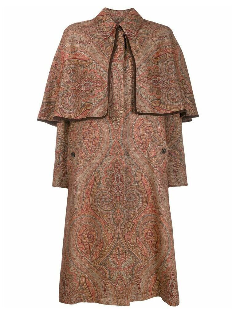 Etro paisley print cape coat - Brown