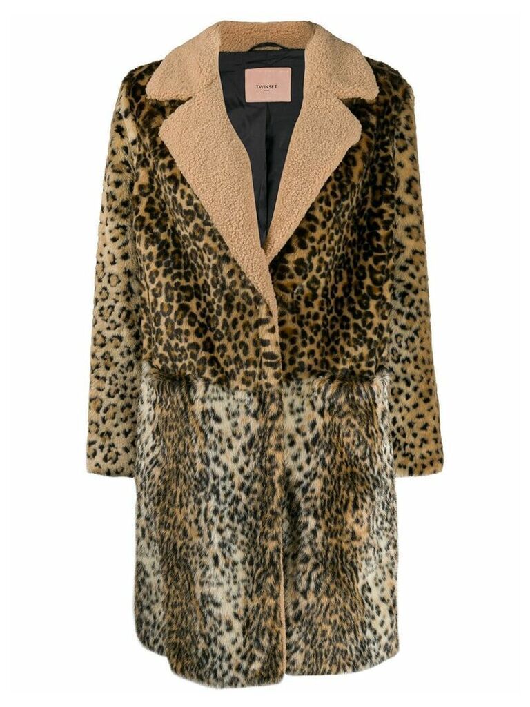 Twin-Set leopard pattern coat - Brown