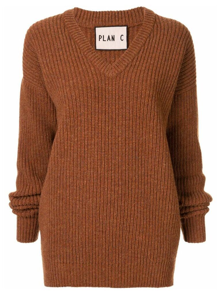 Plan C longline chunky knit jumper - Brown