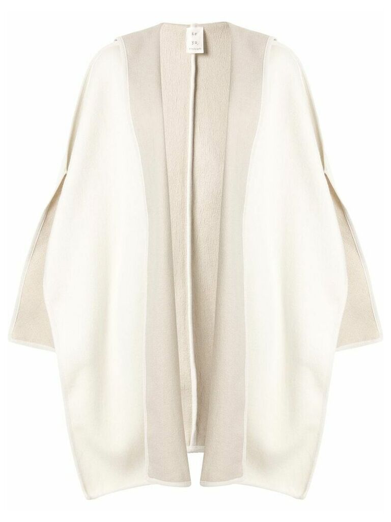 Seya. hooded knit cape - White
