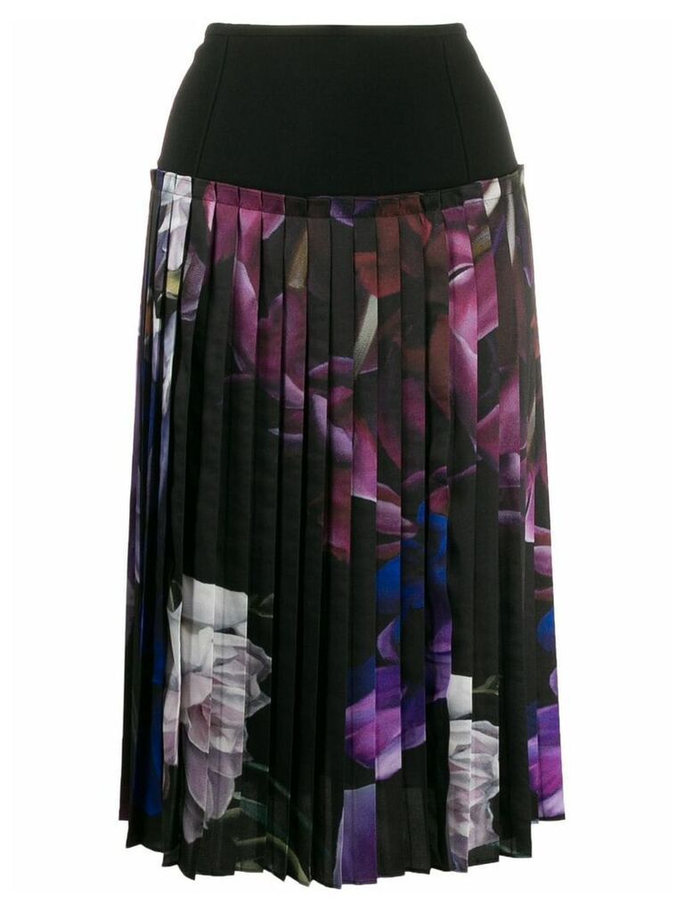 Roberto Cavalli floral print pleated skirt - Black