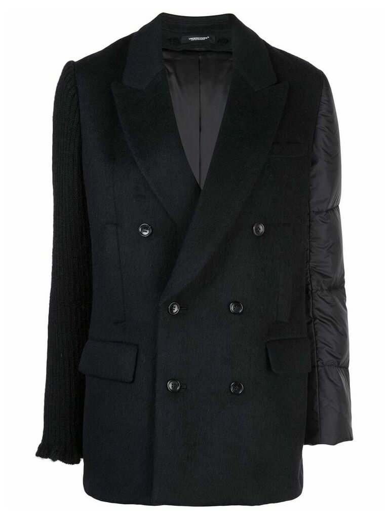 Undercover quilted-panel double-breasted blazer - Black