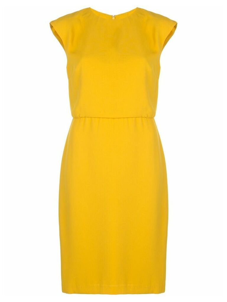 Halston Heritage draped neck crepe dress - Yellow