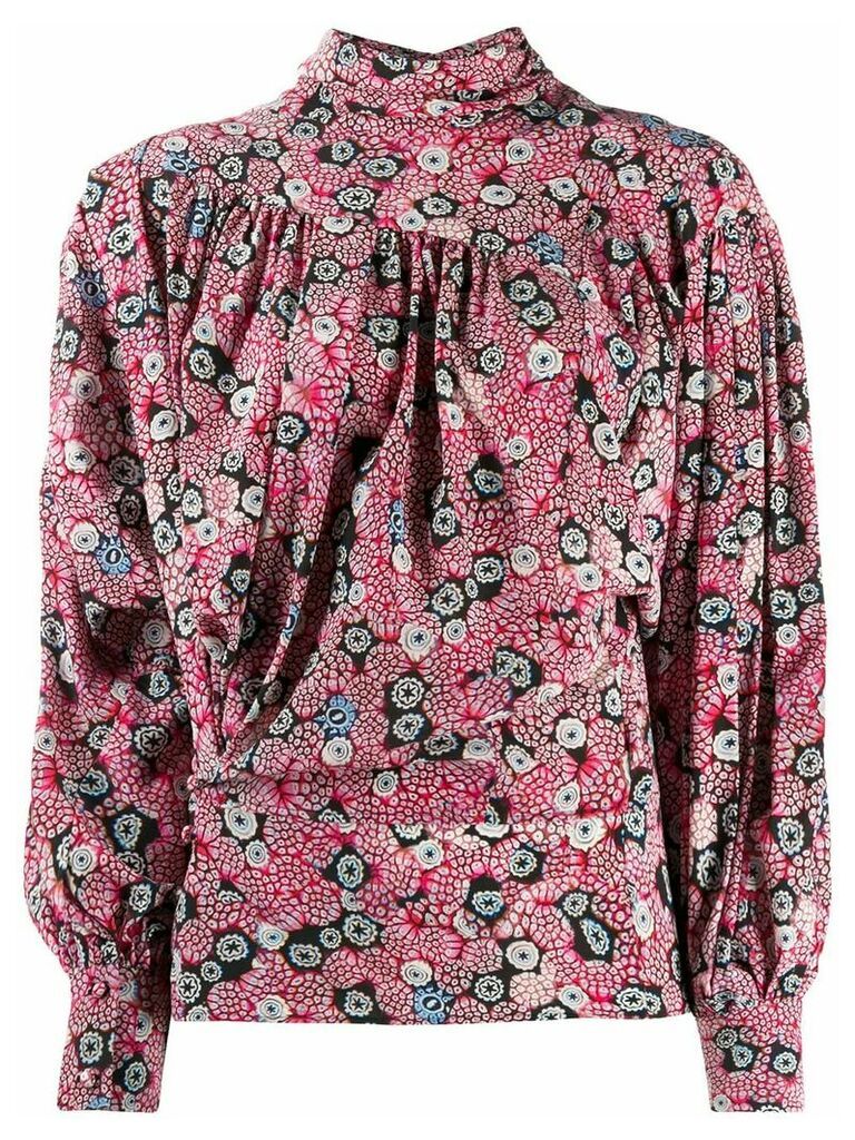 Isabel Marant graphic print draped blouse - PINK