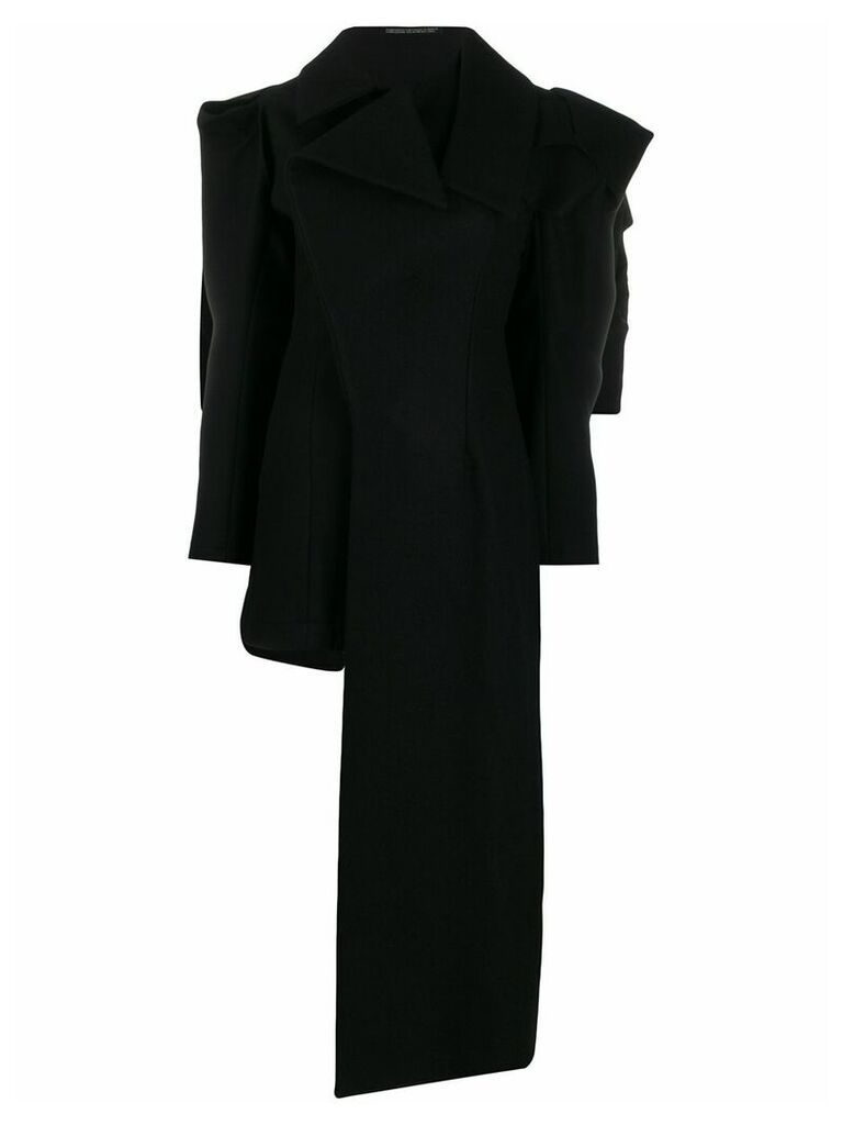 Yohji Yamamoto asymmetric folded coat - Black