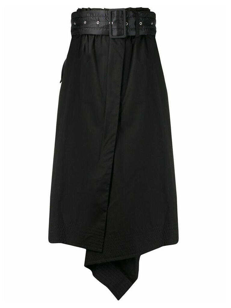 Sacai belted asymmetric skirt - Black