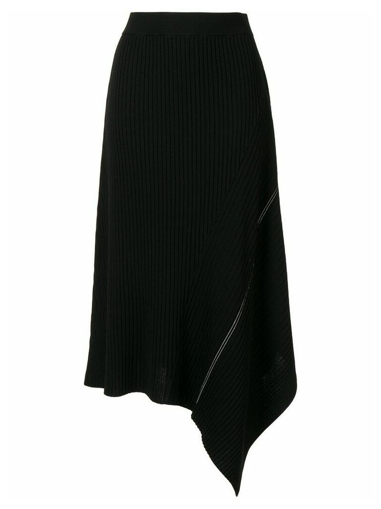 Le Ciel Bleu asymmetric ribbed-knit skirt - Black