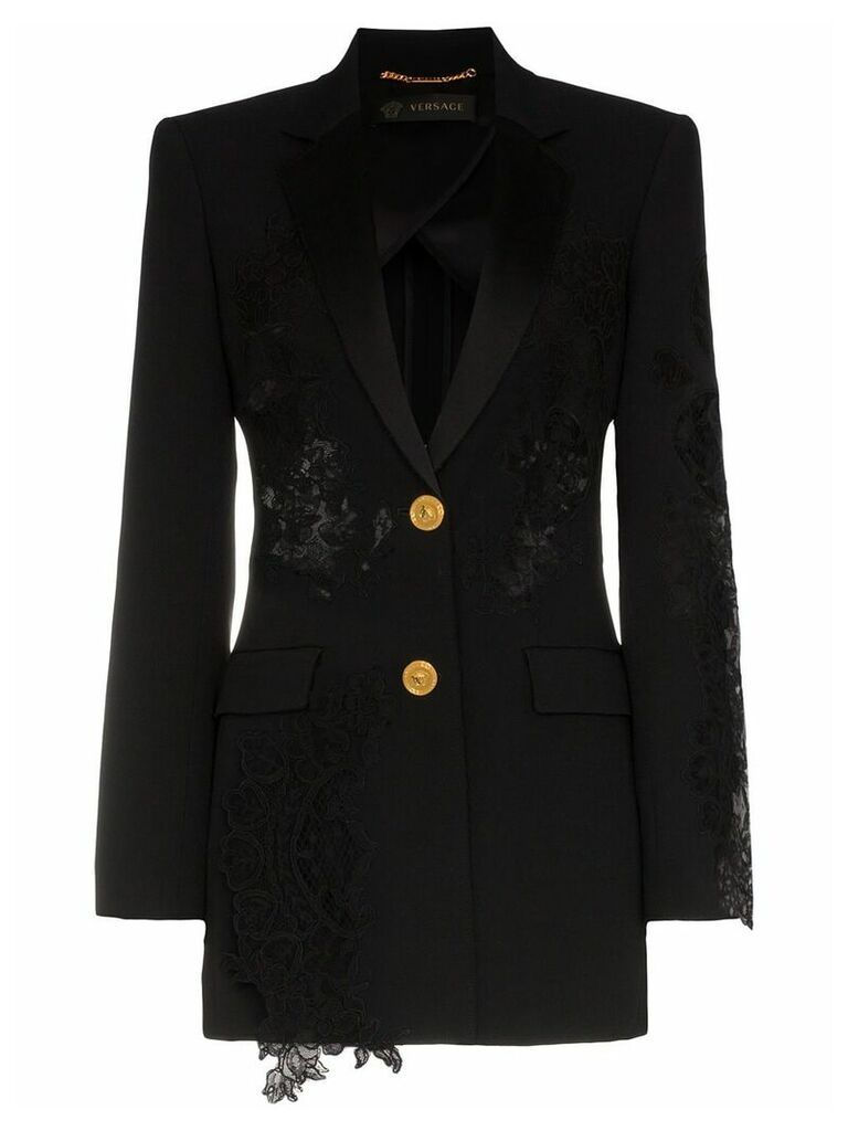 Versace lace-panelled blazer - Black