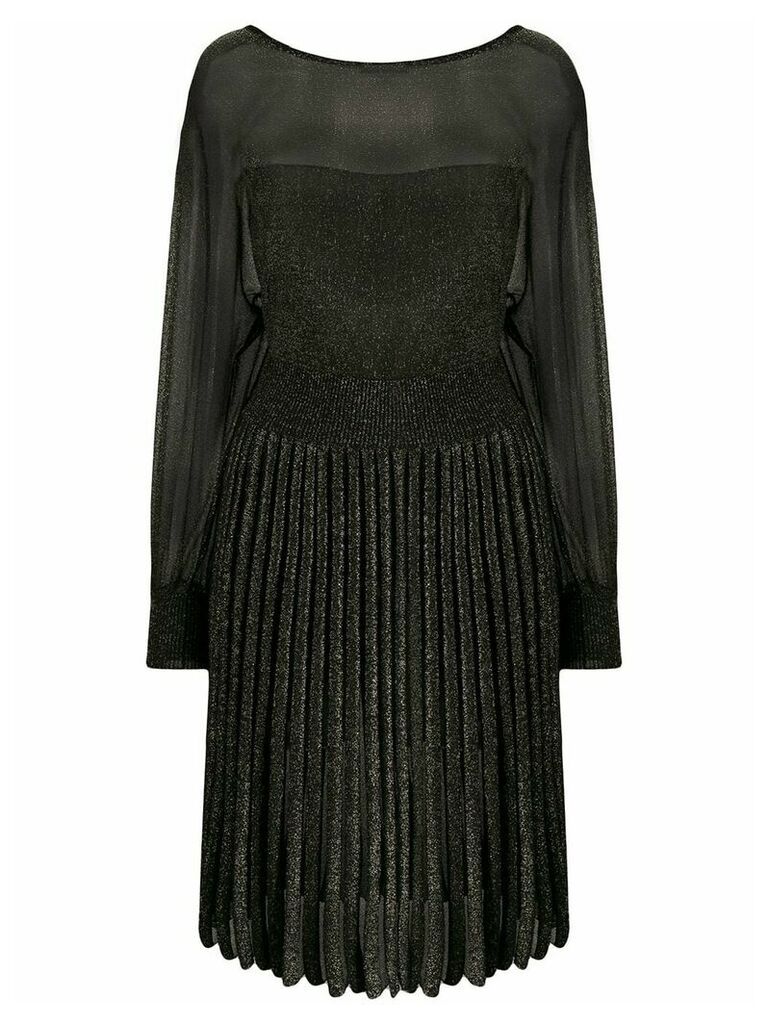 Alberta Ferretti pleated metallic knit dress - Black