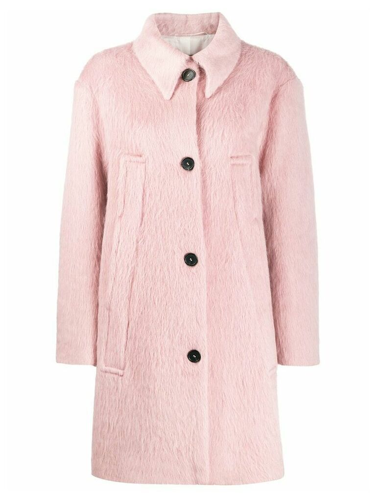 Rochas textured single-breasted coat - PINK